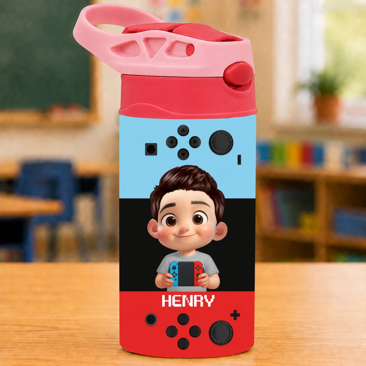 Happy Gamer - Personalized Kid Insulated Water Bottle - Back To School Gift For Kid, Girl, Boy