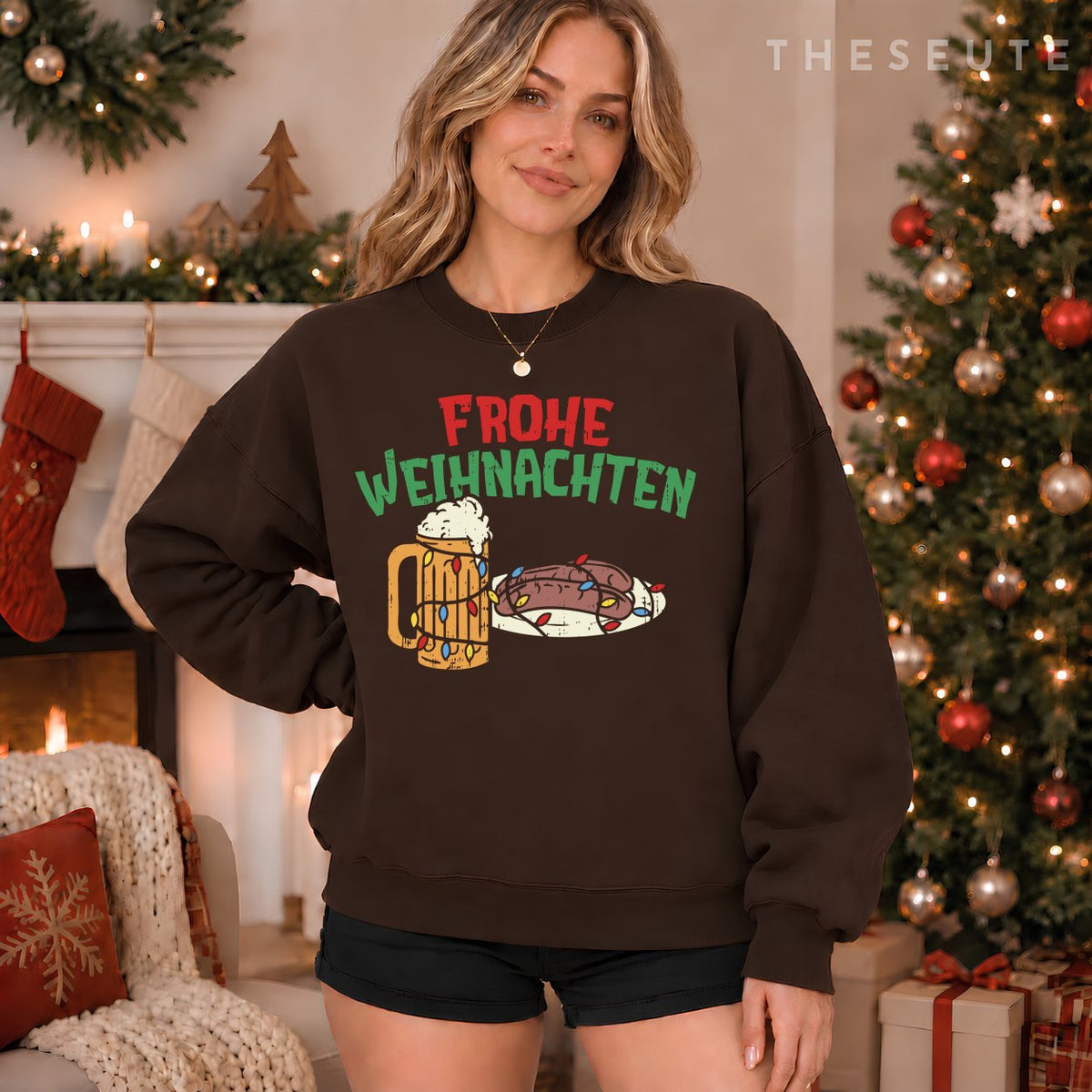 Frohe Weihnachten Germany Christmas Beer Bratwurst Sweatshirt