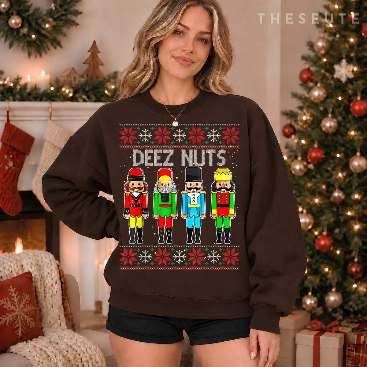 Deez Nuts Nutcracker Ugly Christmas Sweatshirt Funny Xmas Sweatshirt