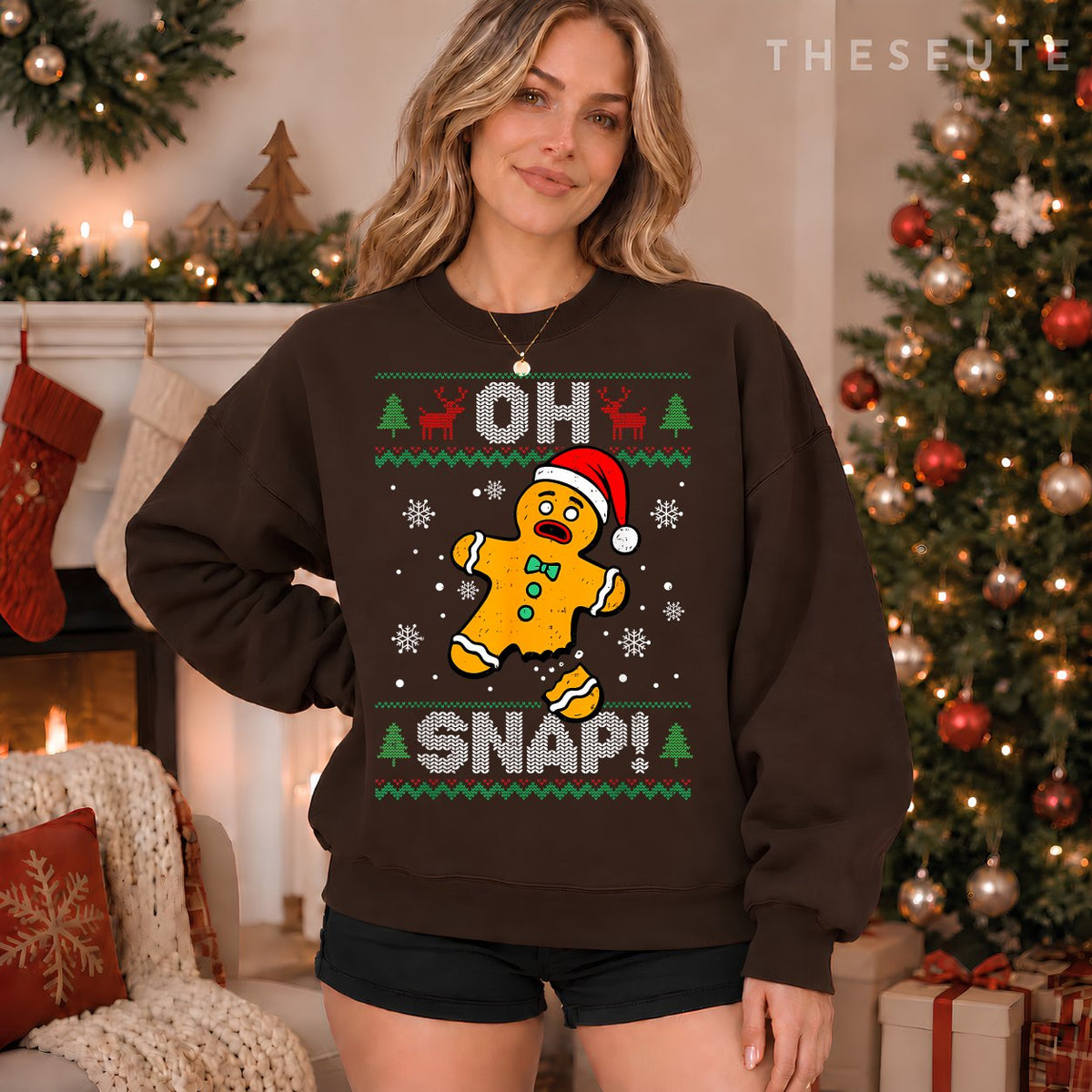Oh Snap Gingerbread Man Christmas Xmas Cookie Baking Funny Sweatshirt