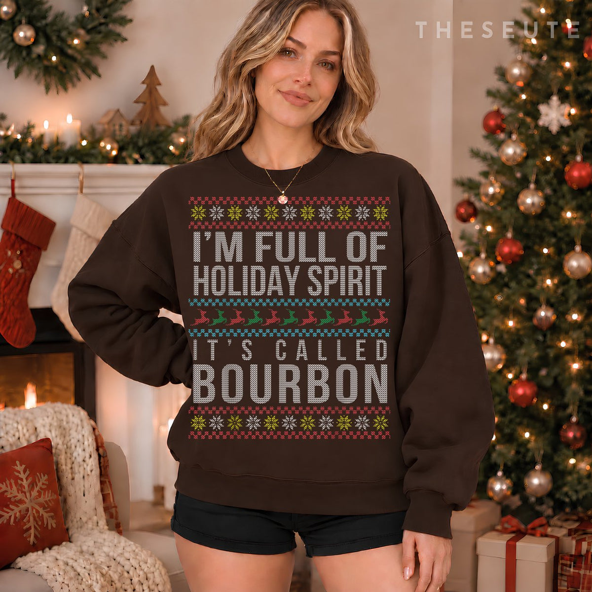 Ugly Christmas Drinking Funny Bourbon Holiday Party Gift Sweatshirt