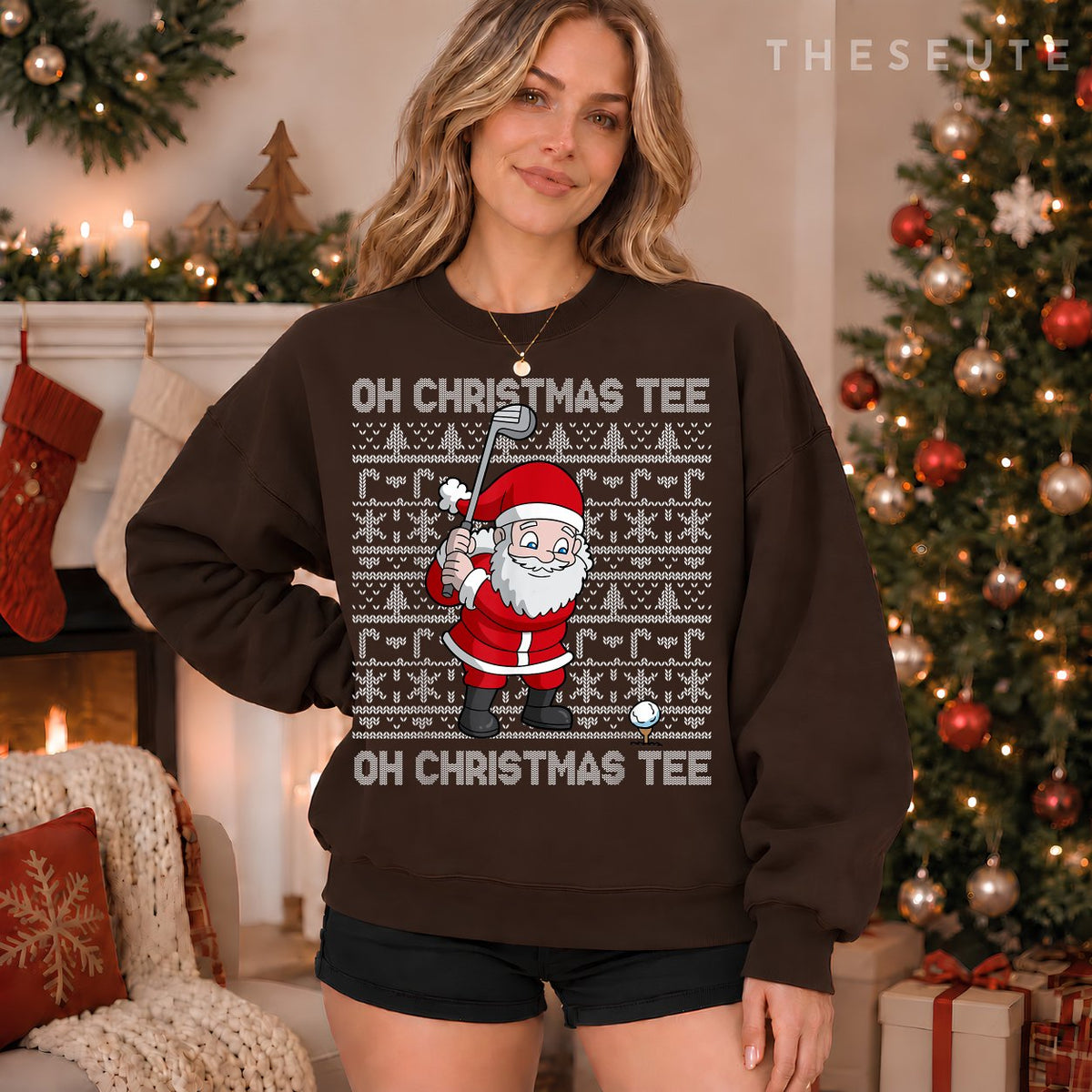 Golf Oh Christmas Sweatshirt Santa Claus Golfer Ugly Christmas Gift Sweatshirt
