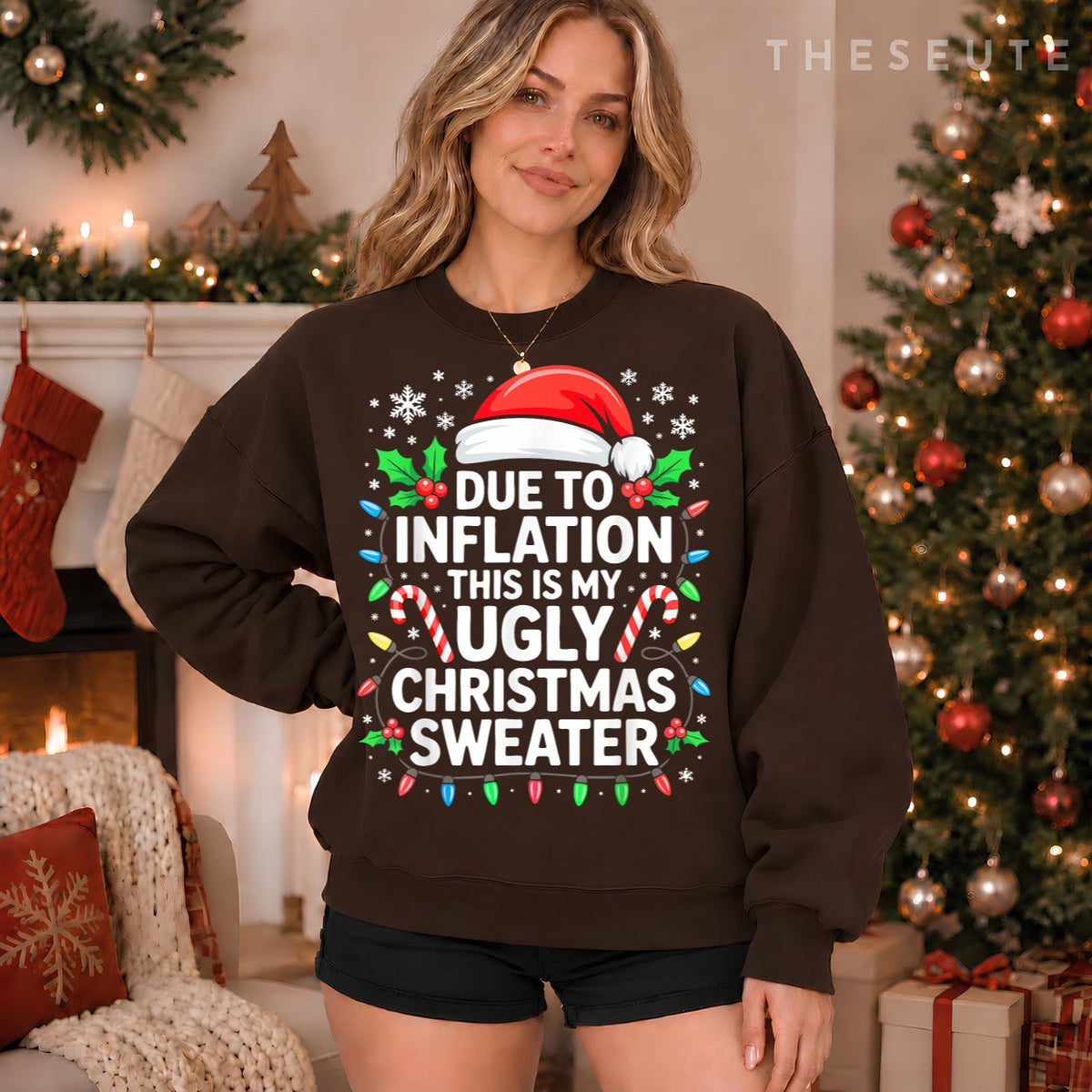 Due to Inflation Ugly Christmas Sweatshirt Men Women Xmas Sweatshirt