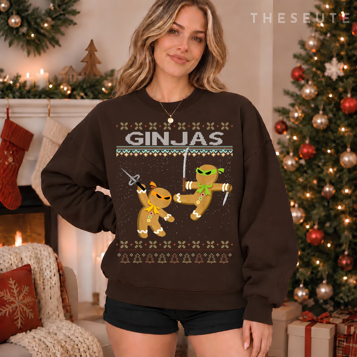 Ginjas Gingerbread Ninjas Funny Ugly Christmas Sweatshirt