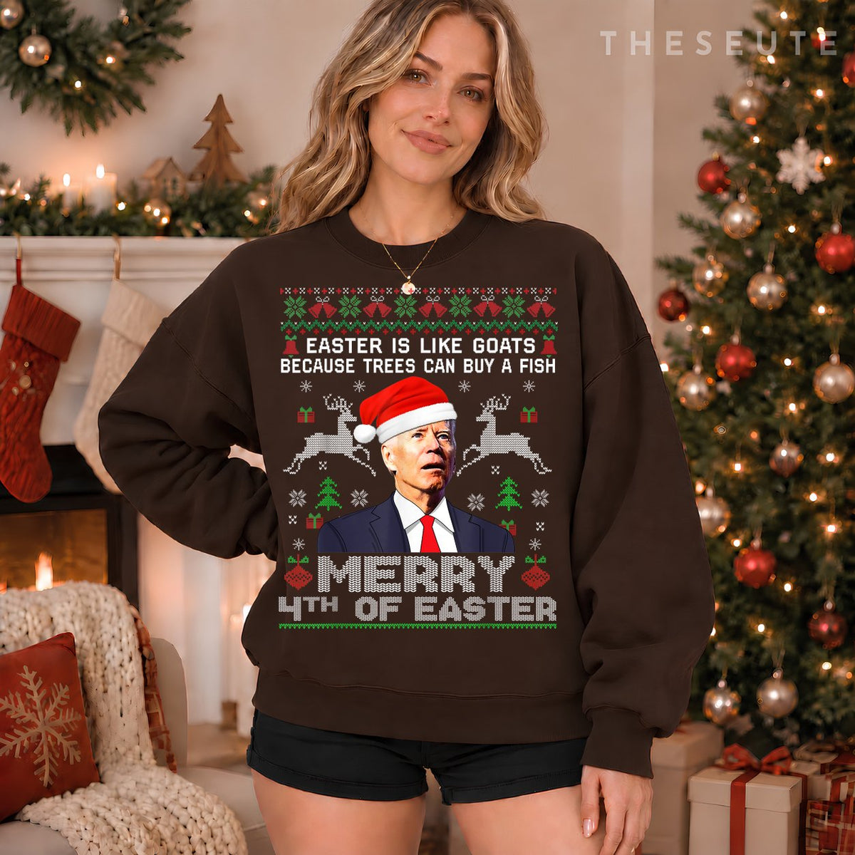 Merry 4th Of Easter Funny Biden Ugly Christmas Sweatshirt Men Sweatshirt