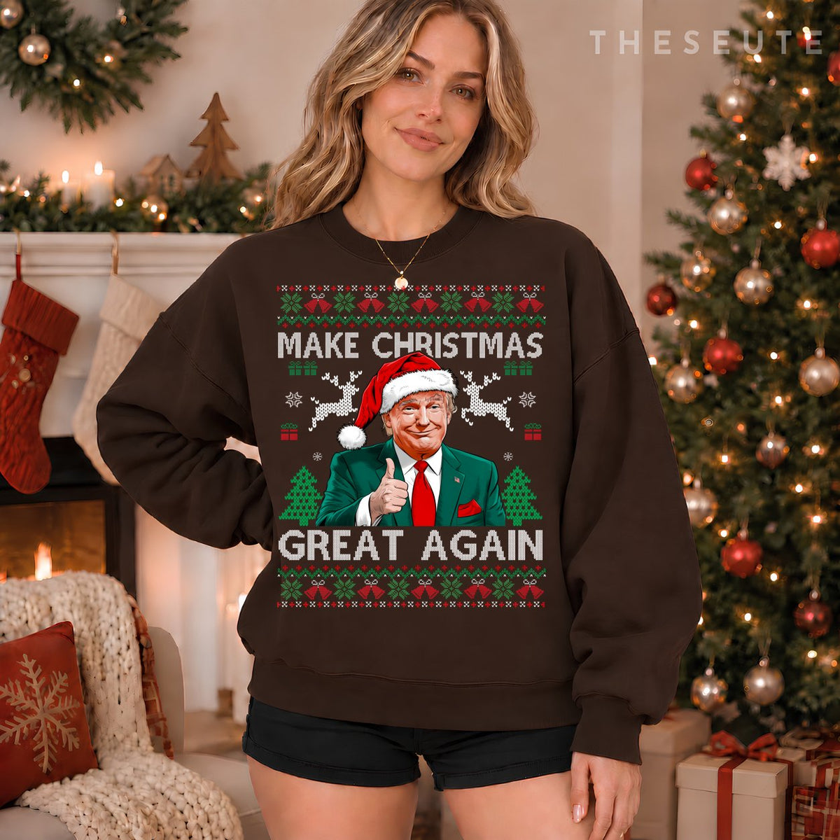 Funny Trump Make Christmas Great Again Ugly Sweatshirt Xmas Sweatshirt