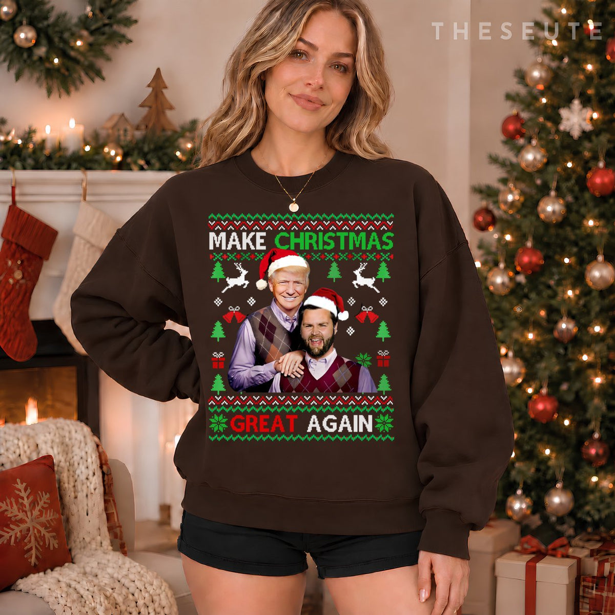 Trump Vance Brothers Ugly Funny Make Christmas Great Again Sweatshirt