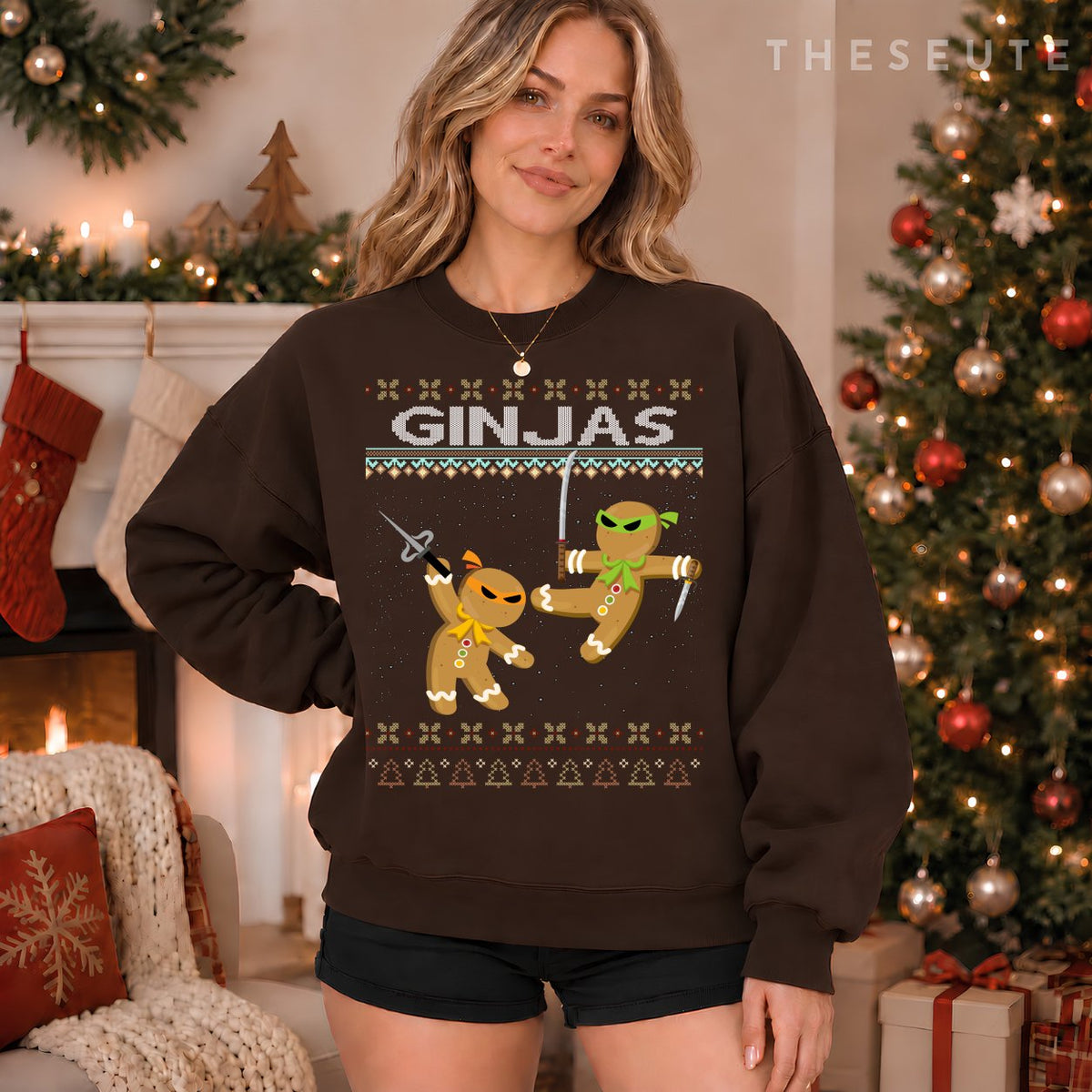 Ginjas Gingerbread Ninjas Funny Ugly Christmas Sweatshirt