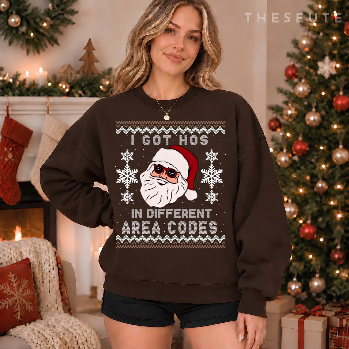 I Got Hos In Different Area Codes Funny Christmas Sweatshirt