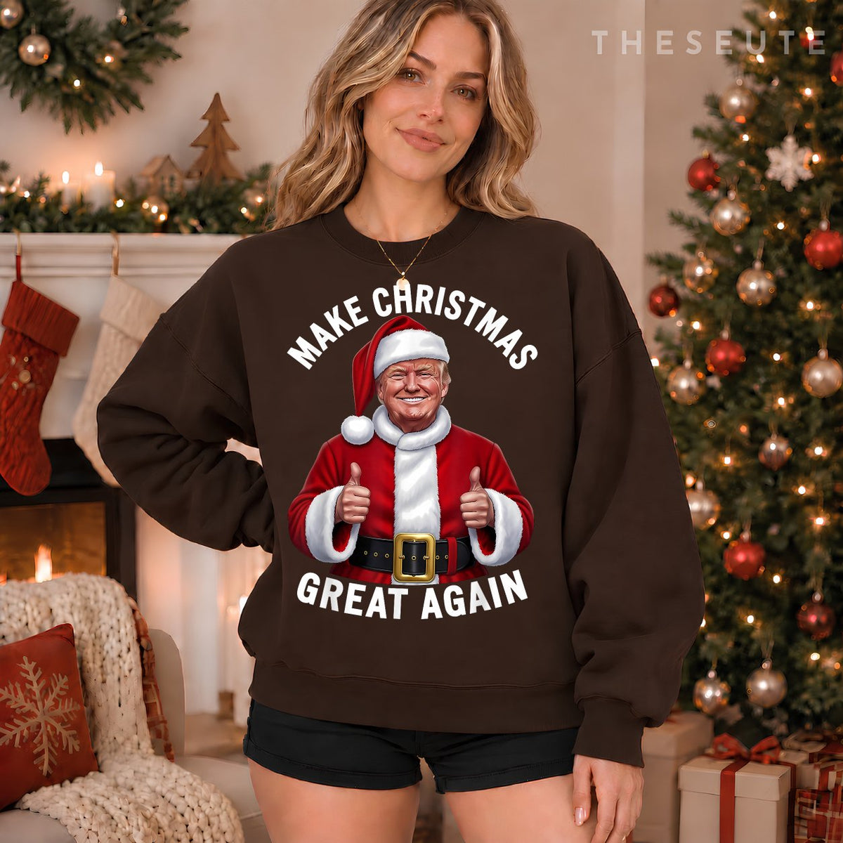 Make Christmas Great Again Xmas Funny Trump Pajamas Ugly Sweatshirt