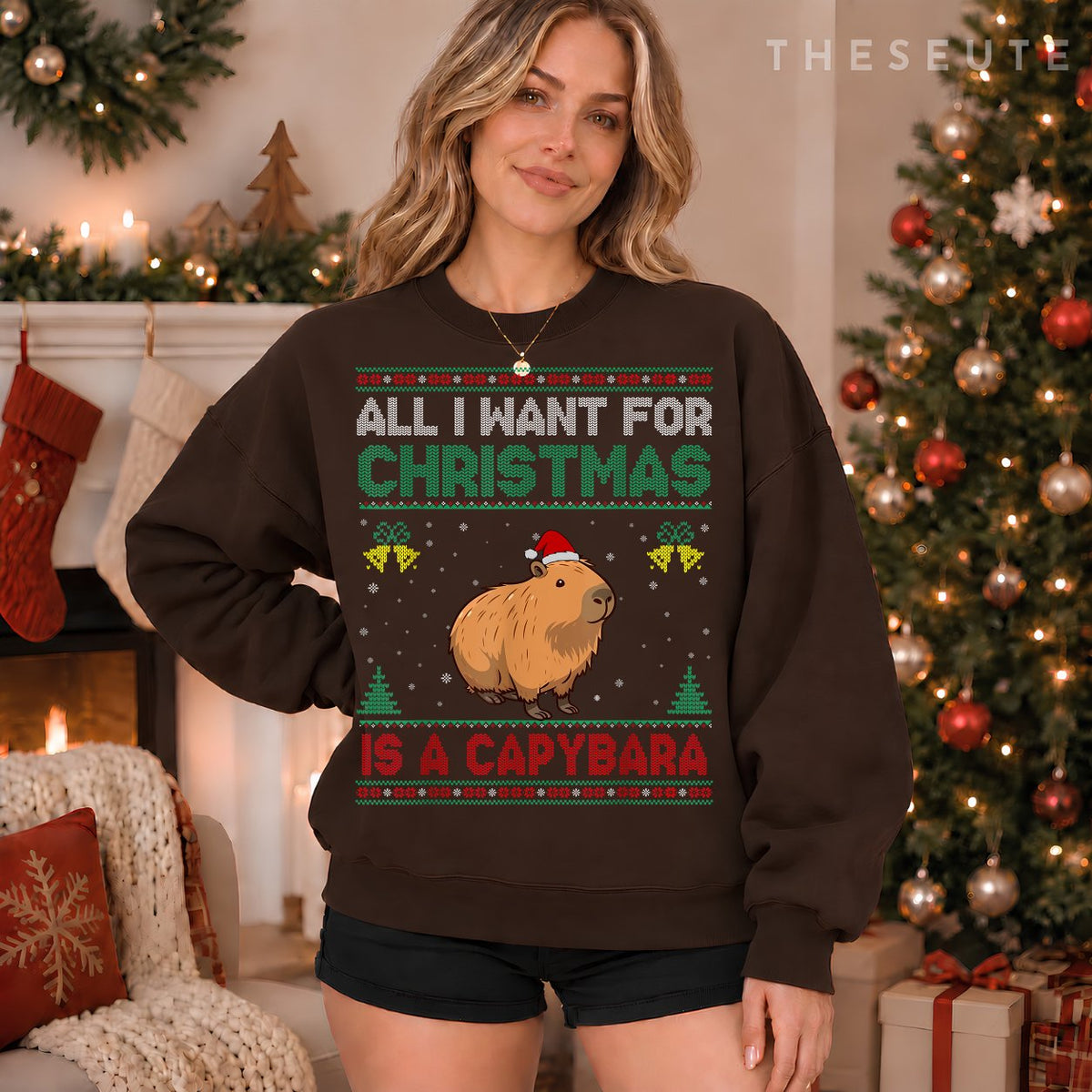 All I Want For Christmas Is A Capybara Ugly Sweatshirt