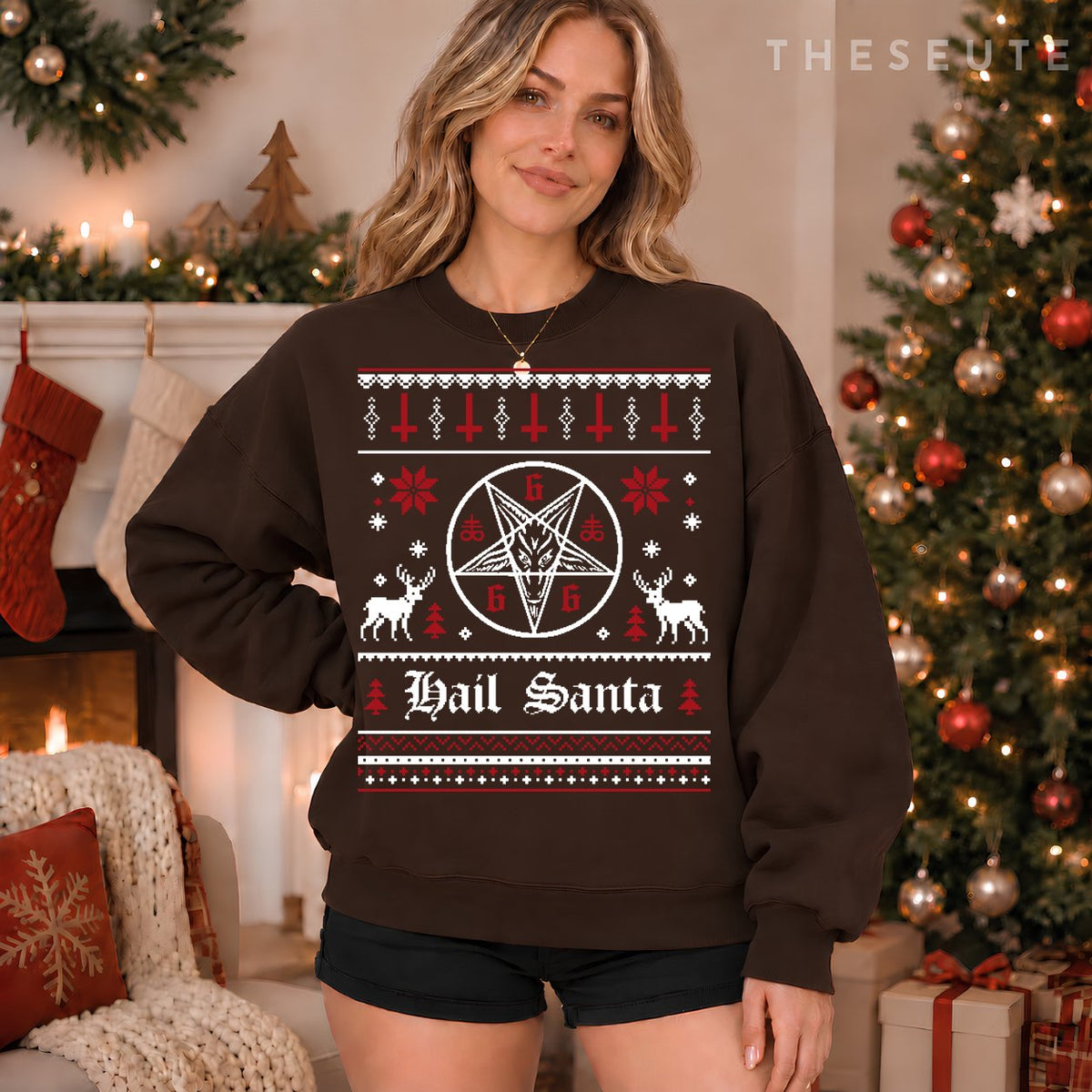 Hail Santa Ugly Christmas Sweatshirt - Sweatshirt