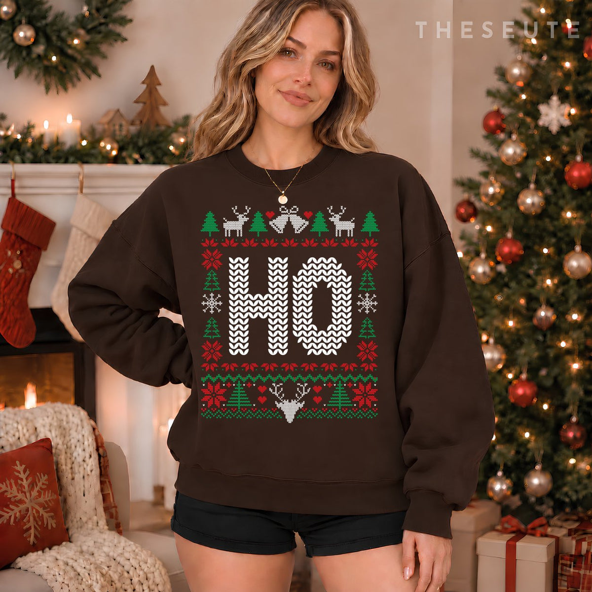 Where My Ho's At Ho Matching Couple Christmas Ugly Sweatshirt