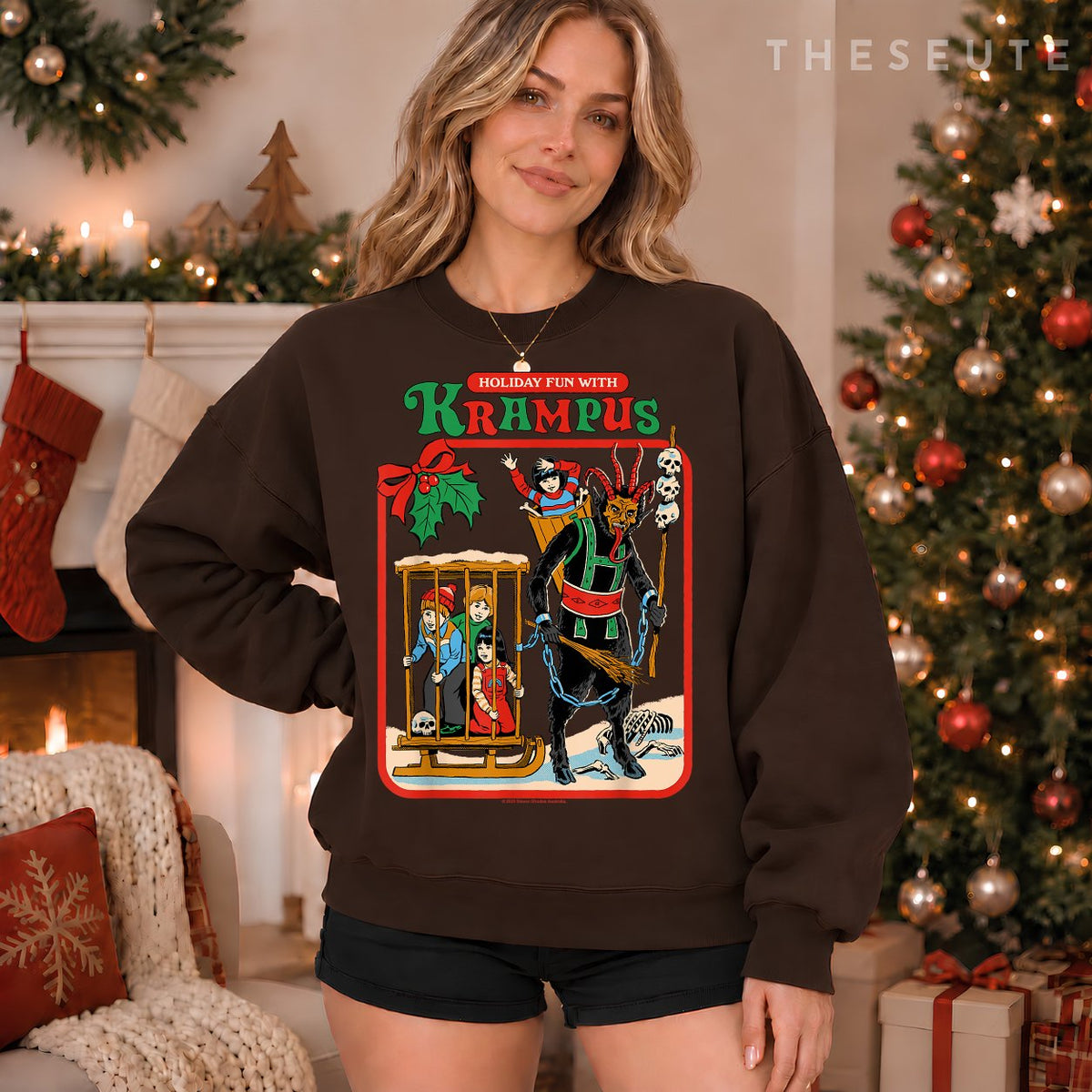 Fun with Krampus Christmas Retro Vintage Funny Adult Humor Sweatshirt