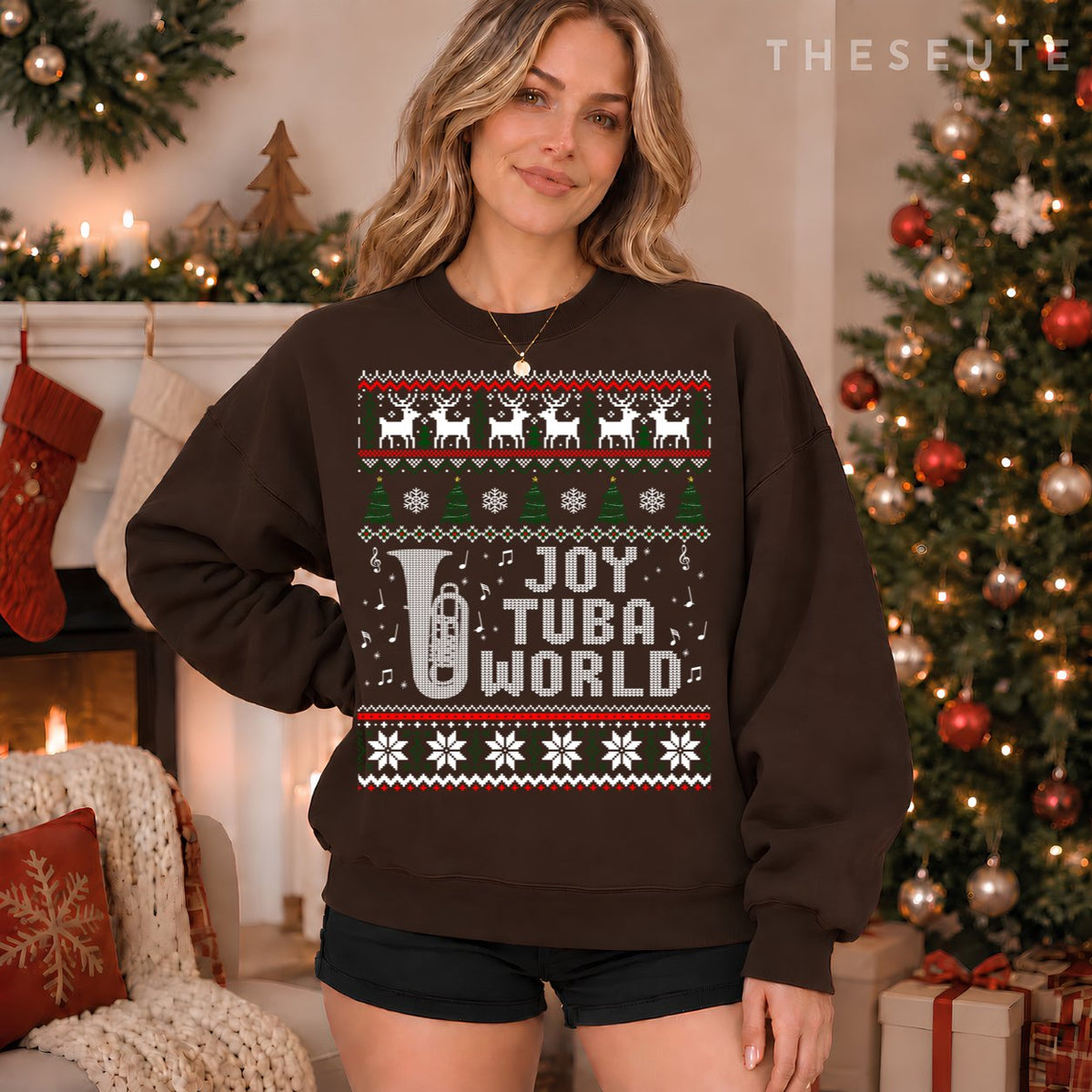 Joy Tuba World Funny Christmas Ugly Sweatshirt