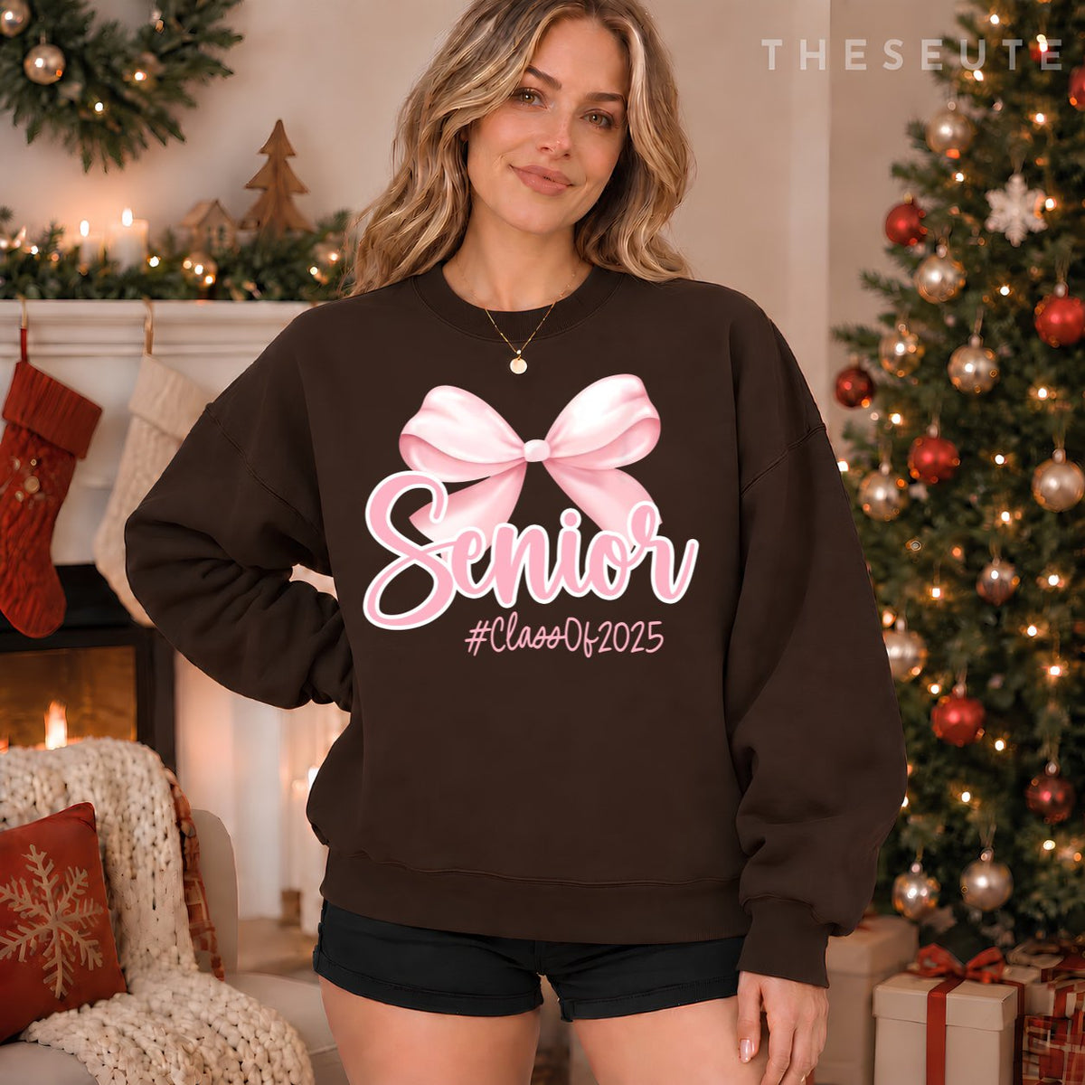 Senior 2025 Coquette Pink Bow Class of 2025 Graduation Sweatshirt