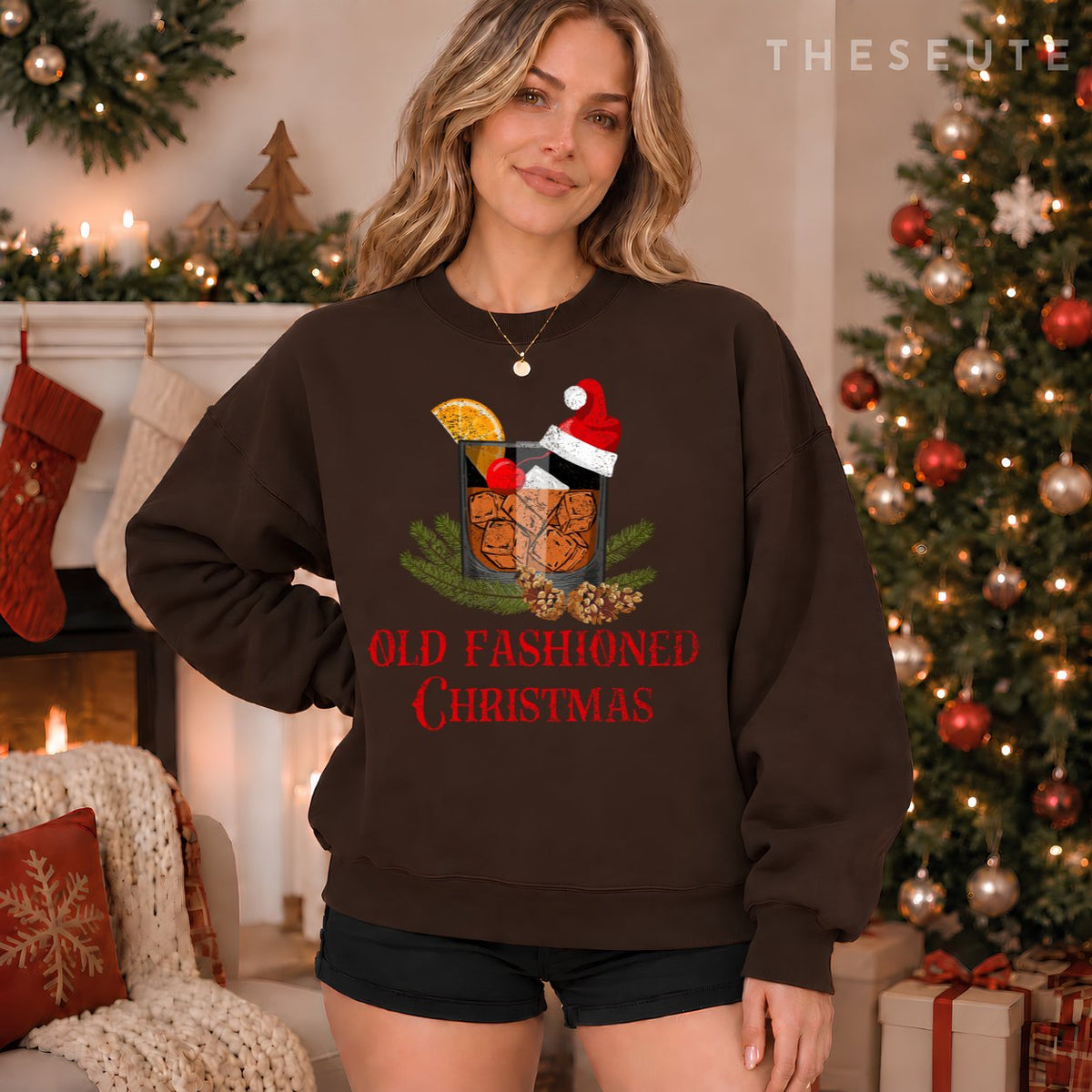 Whiskey Old Fashioned Christmas Funny Bourbon Cocktail Gifts Sweatshirt