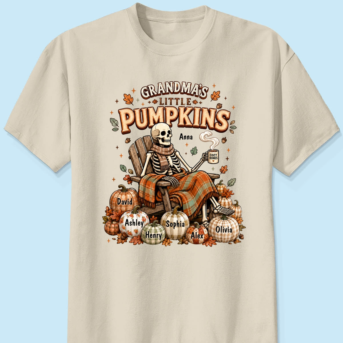 Grandma Skeleton Pumpkins Halloween - Personalized Shirt - Halloween Gift, Gift For Grandma