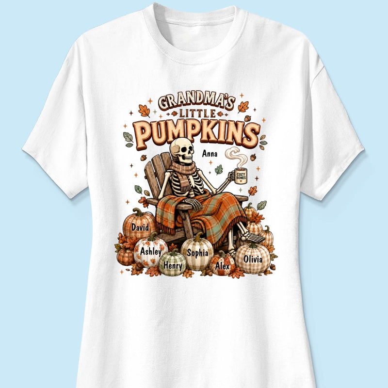 Grandma Skeleton Pumpkins Halloween - Personalized Shirt - Halloween Gift, Gift For Grandma