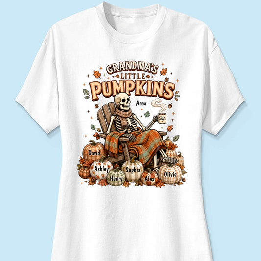 Grandma Skeleton Pumpkins Halloween - Personalized Shirt - Halloween Gift, Gift For Grandma