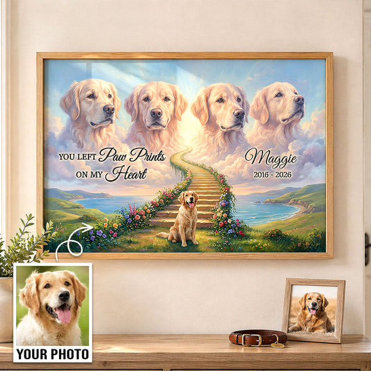 Pet Memorial Stairway to Heaven - Personalized Poster - Custom Pet Photo, Pet Loss Gift, Sympathy Gift