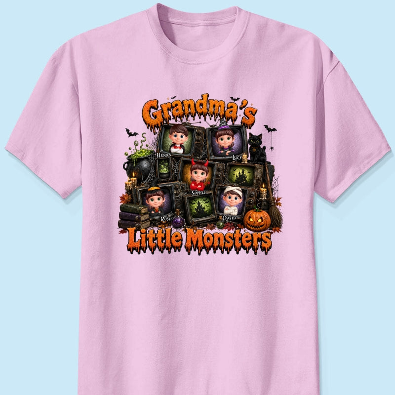 Grandma's Little Monsters Horror Night - Personalized Shirt - Halloween Gift, Gift For Grandma