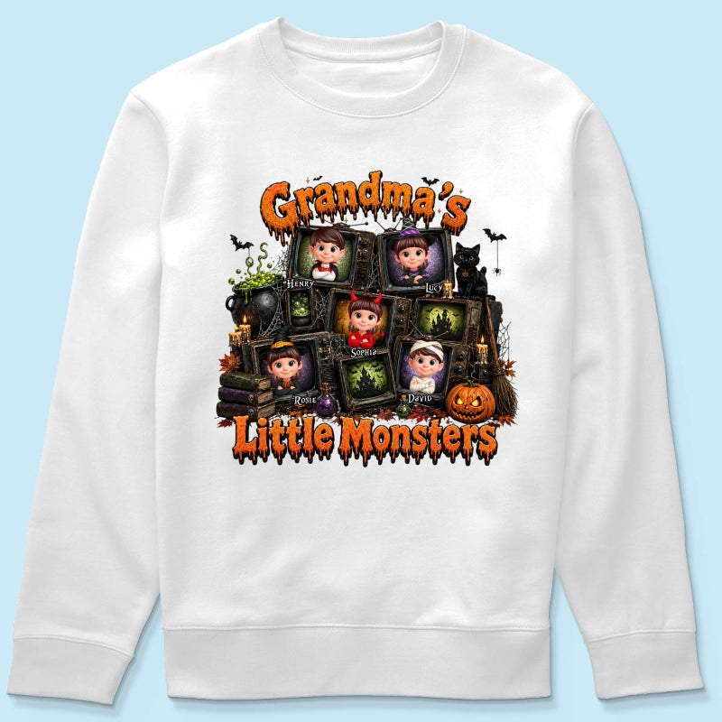 Grandma's Little Monsters Horror Night - Personalized Shirt - Halloween Gift, Gift For Grandma