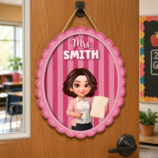 Colorful Striped Teacher Welcome To Our Classroom - Personalized Door Sign - Back to School Gifts for Teacher