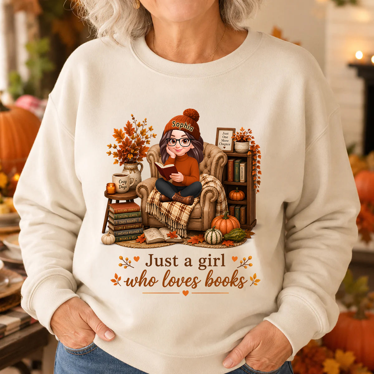 Cozy Reading Books Coffee Girl - Personalized Shirt - Fall Season Gift, Gift For Book Lovers