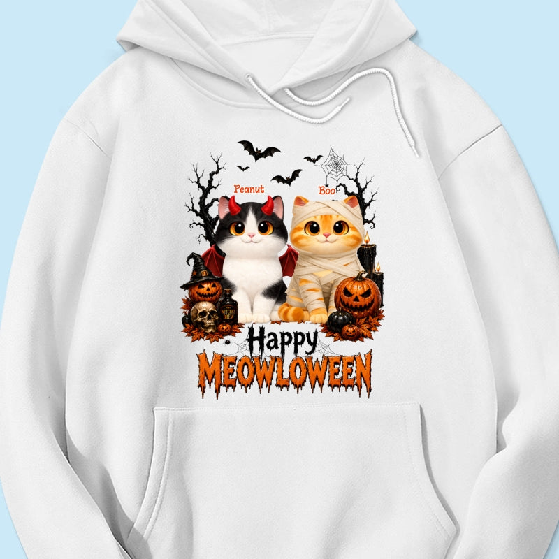 Happy Meowloween - Personalized Shirt - Trendy Halloween Tee for Cat Moms, Cat Lovers