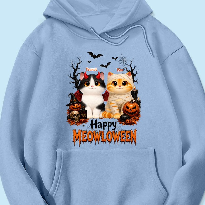 Happy Meowloween - Personalized Shirt - Trendy Halloween Tee for Cat Moms, Cat Lovers