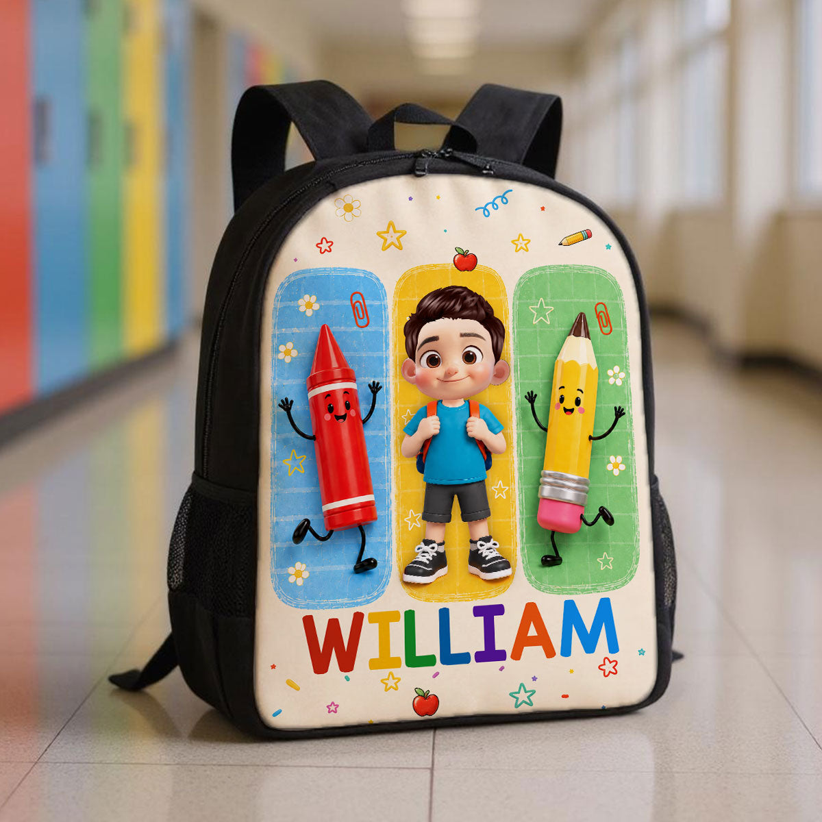 Boys Girls With School Things - Personalized Backpack - Back To School Gift