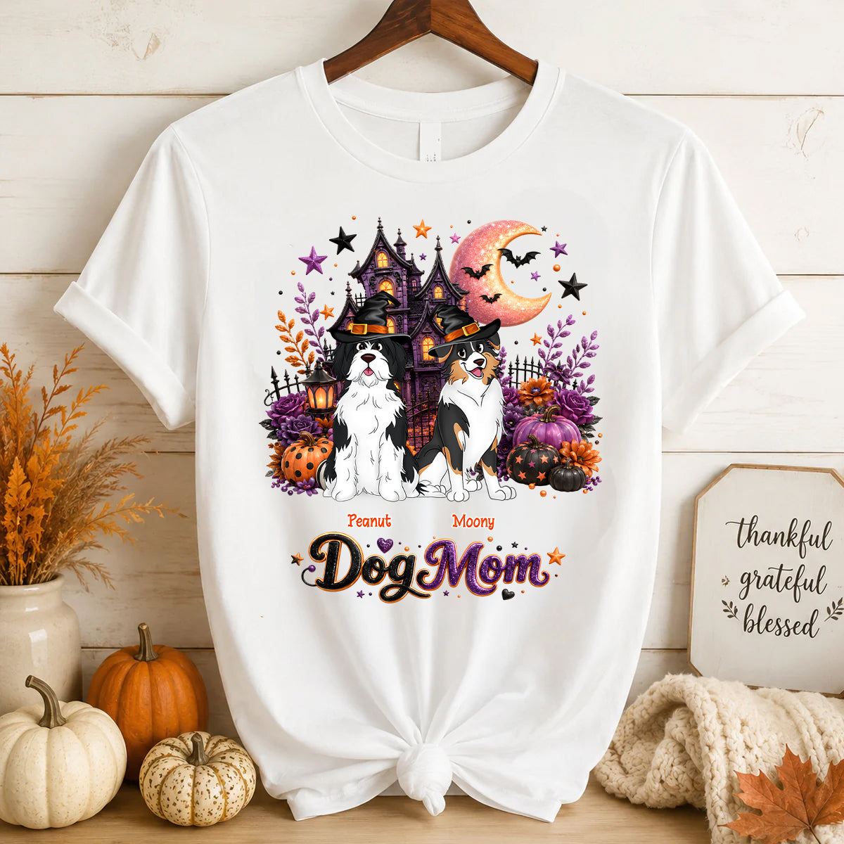 Dog Mom Spooky Haunted House Halloween - Personalized Shirt - Halloween Gift, Gift For Dog Lovers