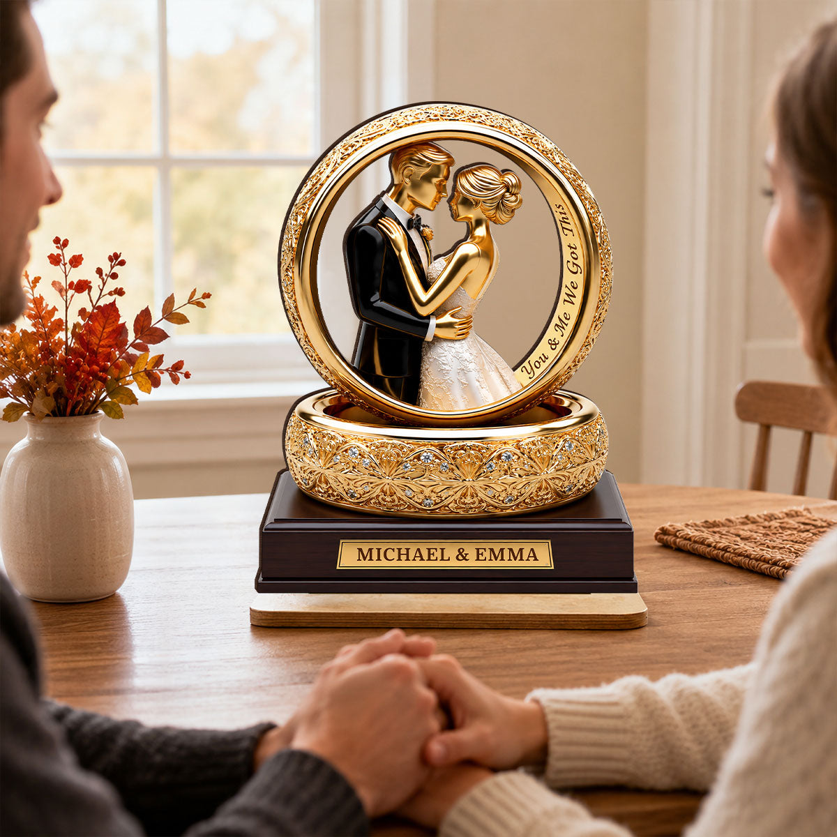 Bound By Golden Love Anniversary - Personalized 2-Layered Wooden Plaque - Anniversary Gift, Gift For Couple