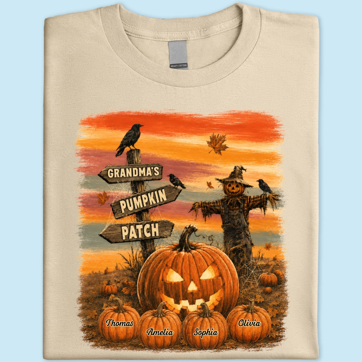 Rustic Grandma's Pumpkin Patch - Personalized Shirt - Halloween Fall Gift For Grandmas