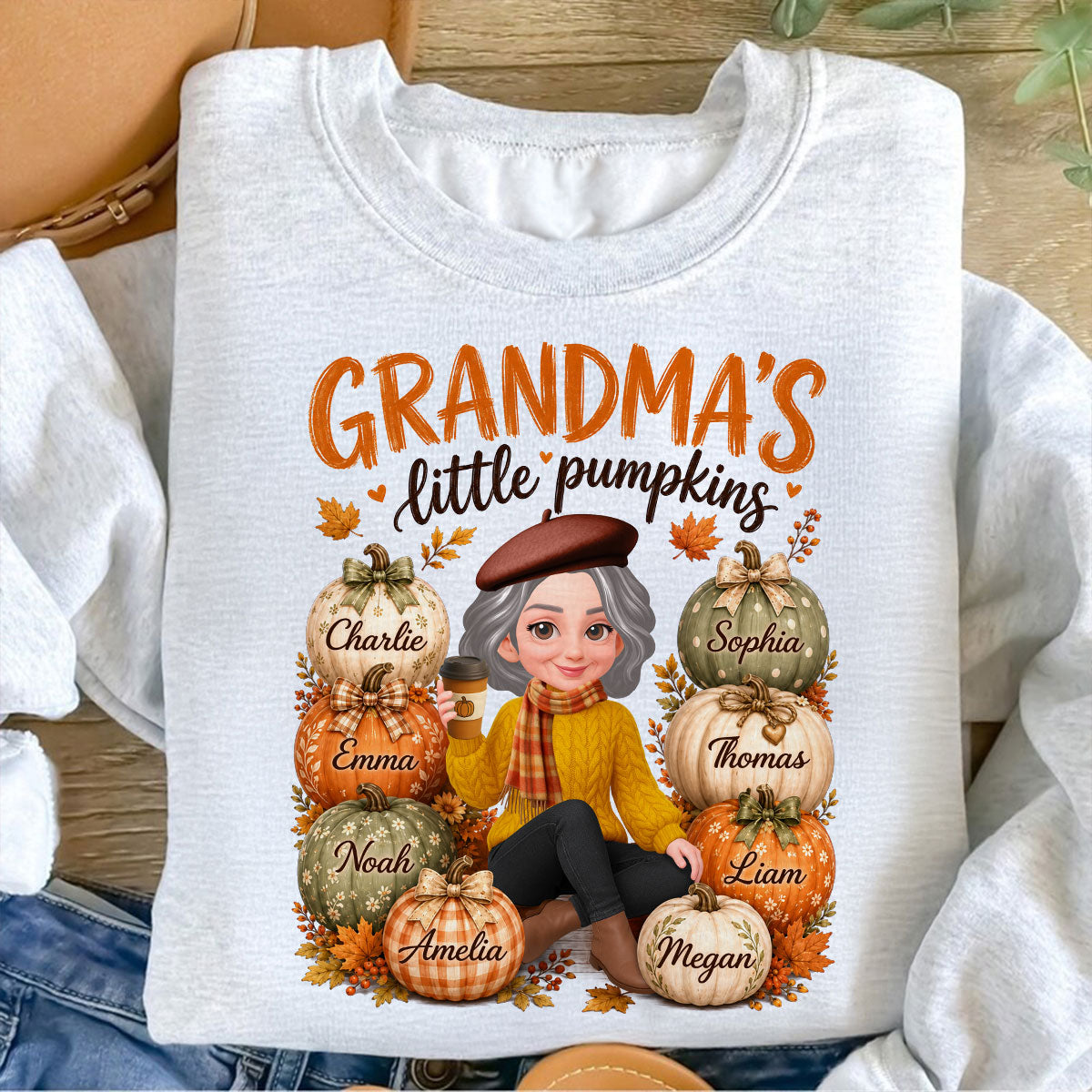 Grandma's Little Pumpkins - Personalized Shirt - Cozy Fall Tee for Grandma