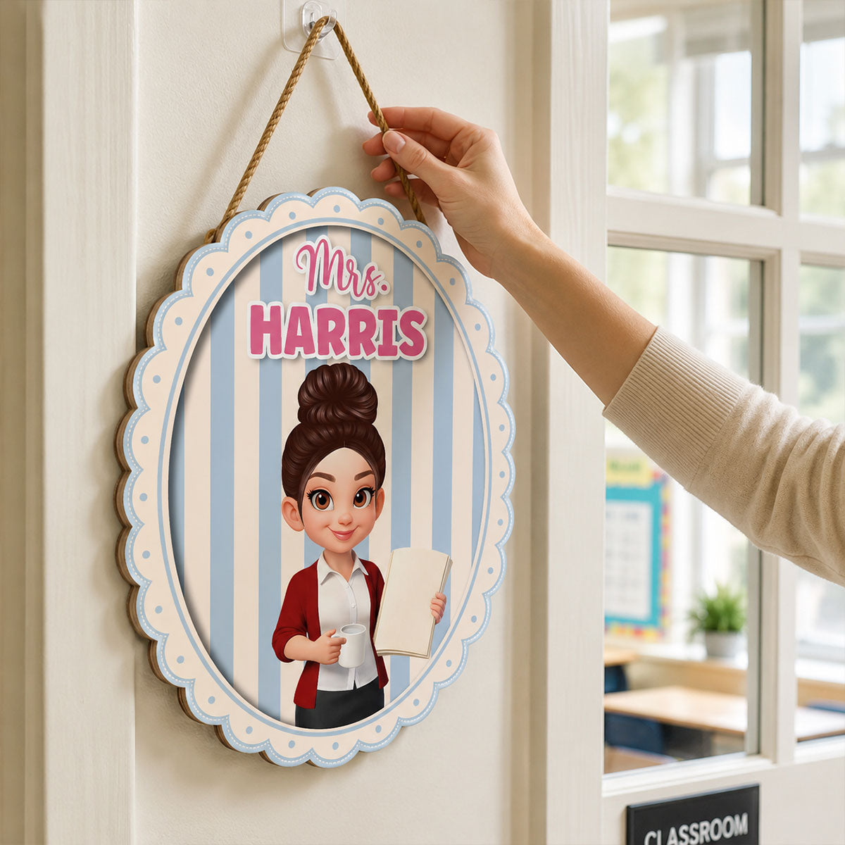 Colorful Striped Teacher Welcome To Our Classroom - Personalized Door Sign - Back to School Gifts for Teacher