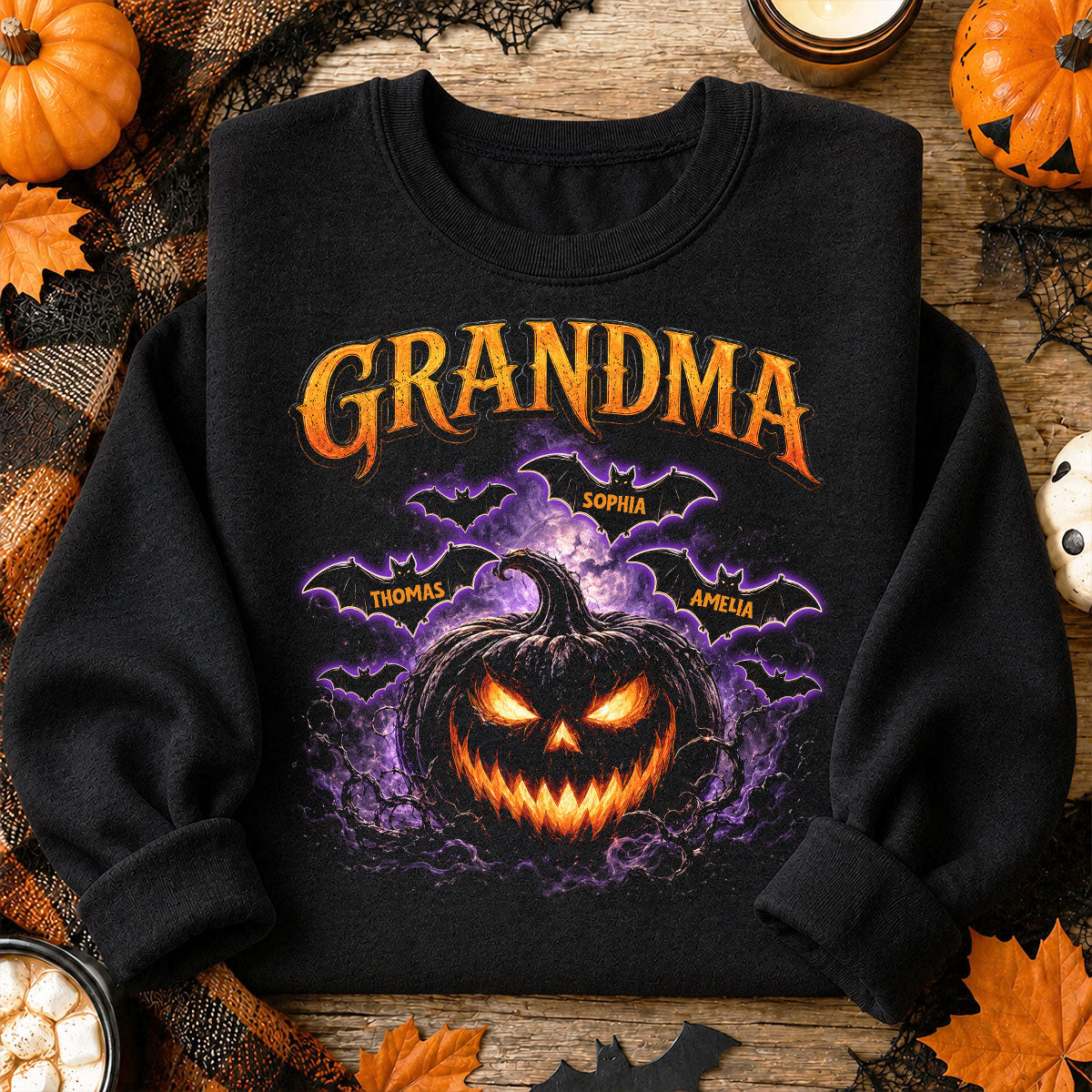 Jack O Lantern Pumpkin Grandma - Personalized Shirt - Trendy Halloween Tee for Grandma