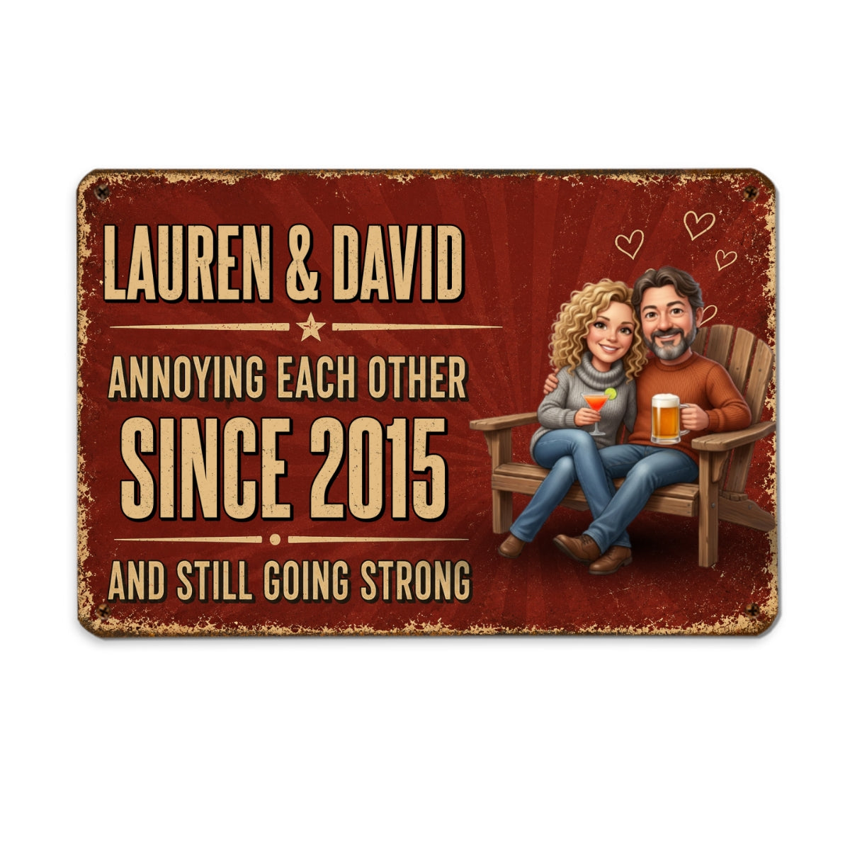 Custom Photo Couple Annoying Each Other - Personalized Metal Sign - Anniversary Gift for Her, for Him