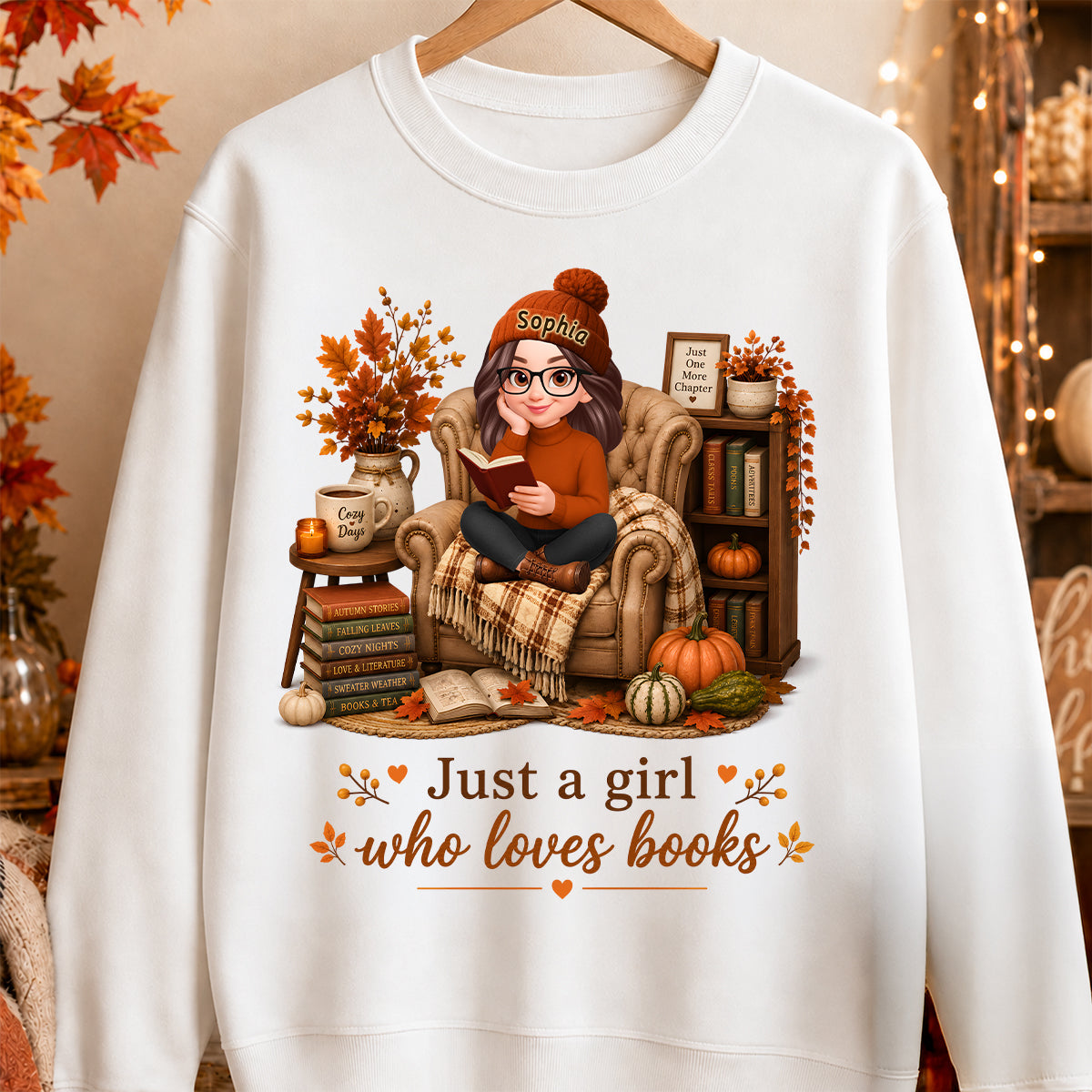 Cozy Reading Books Coffee Girl - Personalized Shirt - Fall Season Gift, Gift For Book Lovers