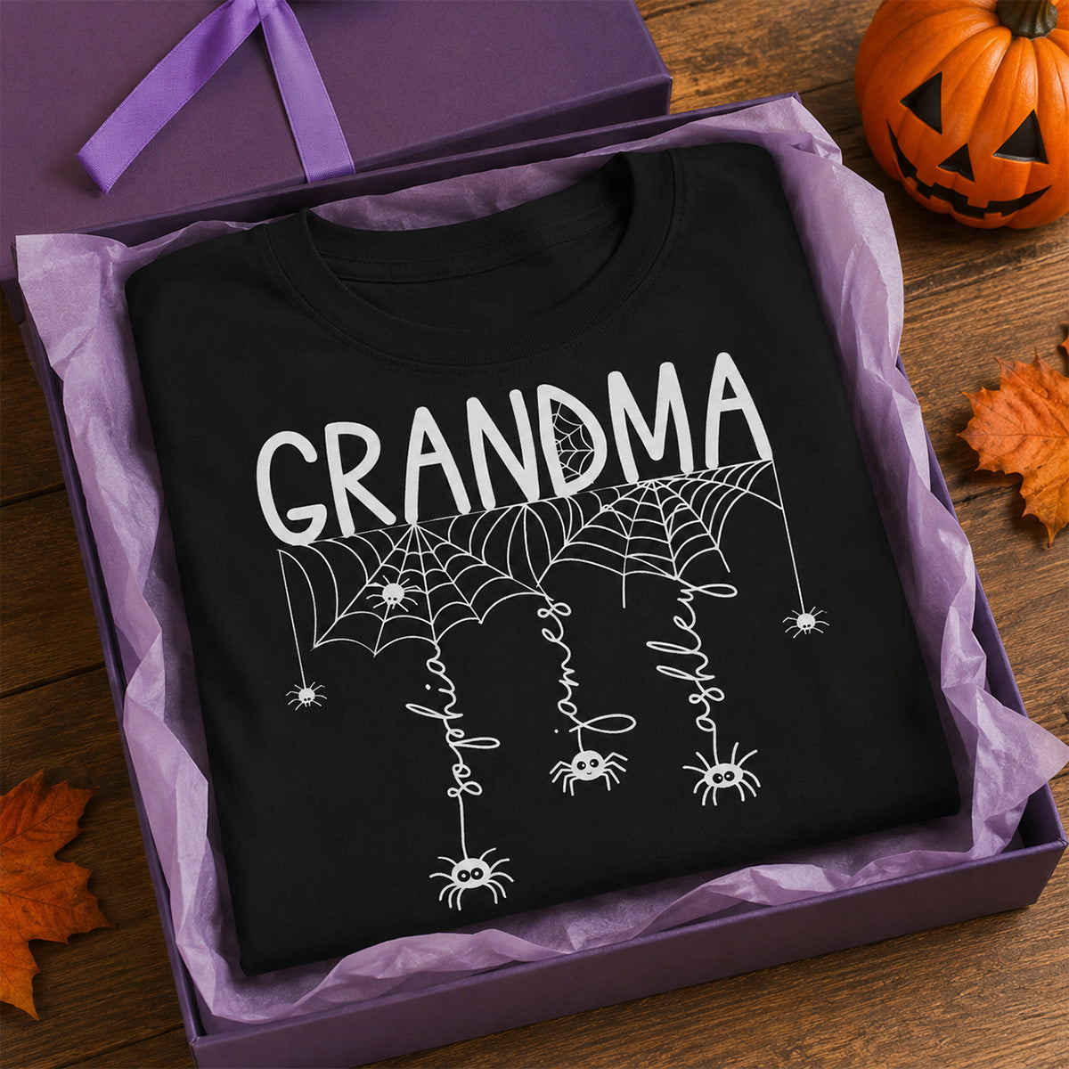 Grandma Mom Spooky Spiders - Personalized Shirt - Halloween Gift