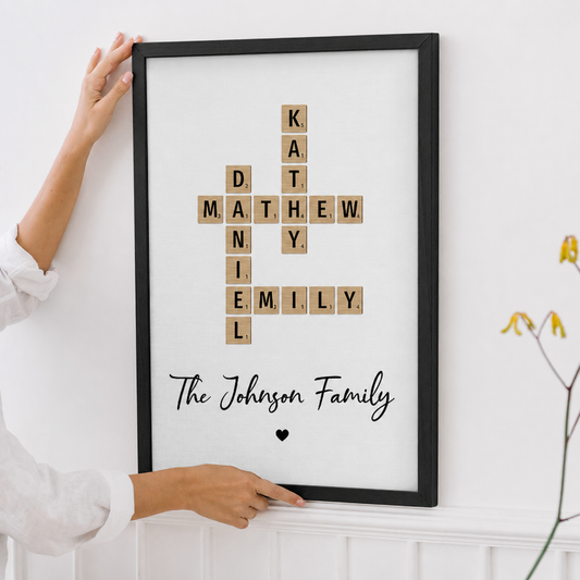 Family Crossword Art - Created In A Moment, Treasured Forever - Personalized Poster