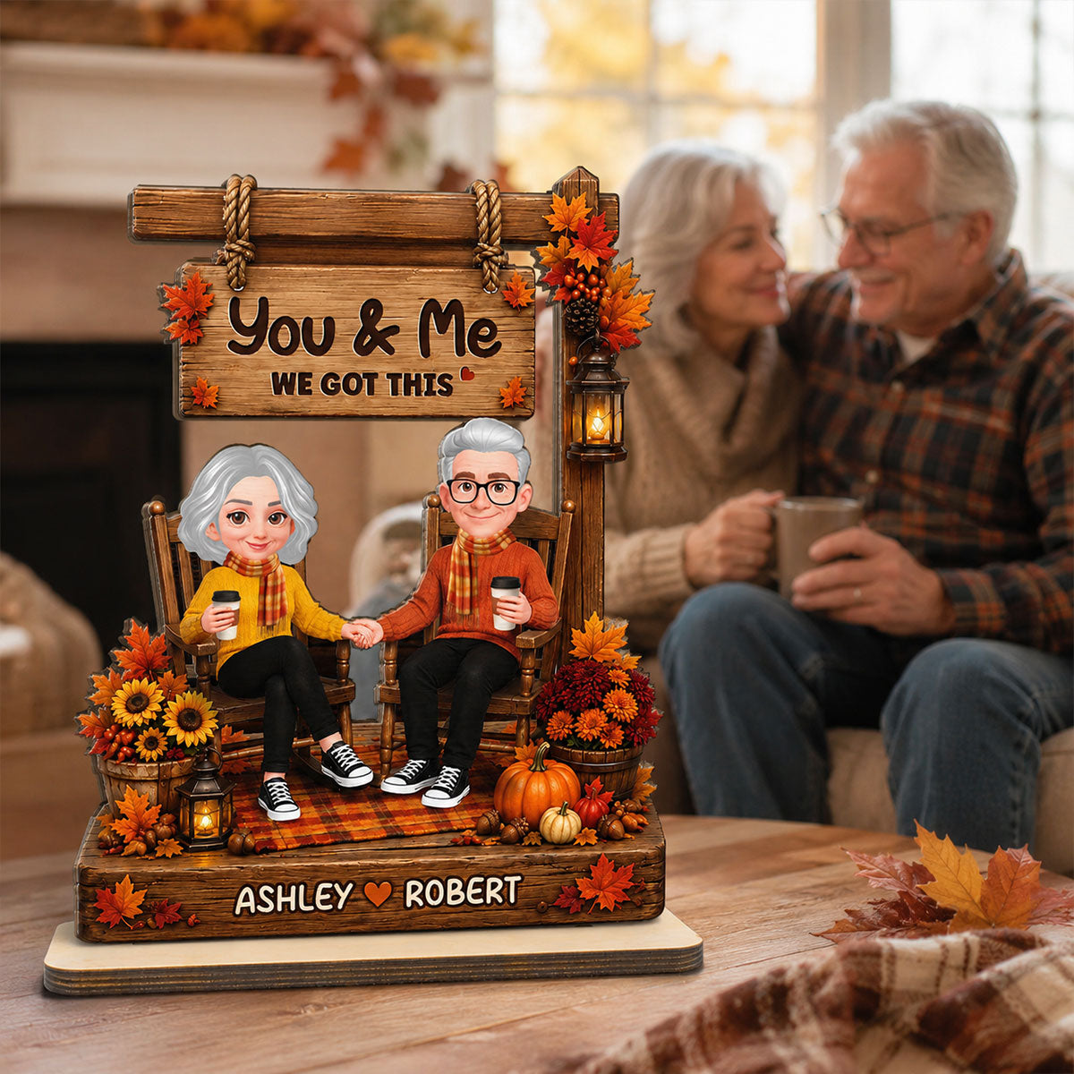 Fall Season Couple You & Me We Got This - Personalized 2-Layered Wooden Plaque - Fall Decor For Couple