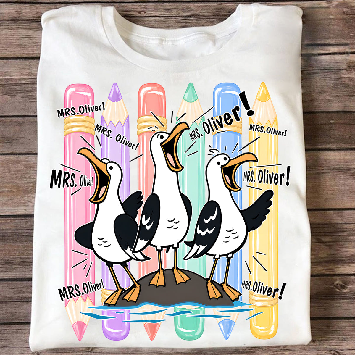 Funny Seagull Teacher - Personalized Shirt - Back to School Shirt for Teachers