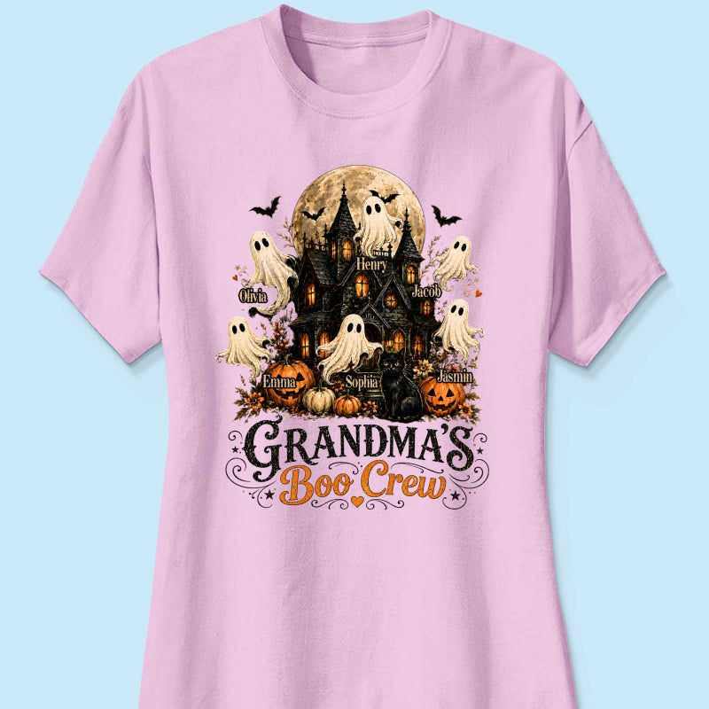 Grandma's Boo Crew Haunted House Halloween - Personalized Shirt - Gift for Grandma