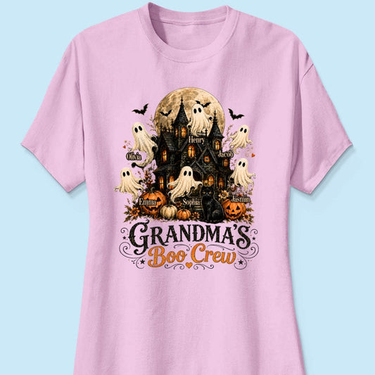 Grandma's Boo Crew Haunted House Halloween - Personalized Shirt - Gift for Grandma