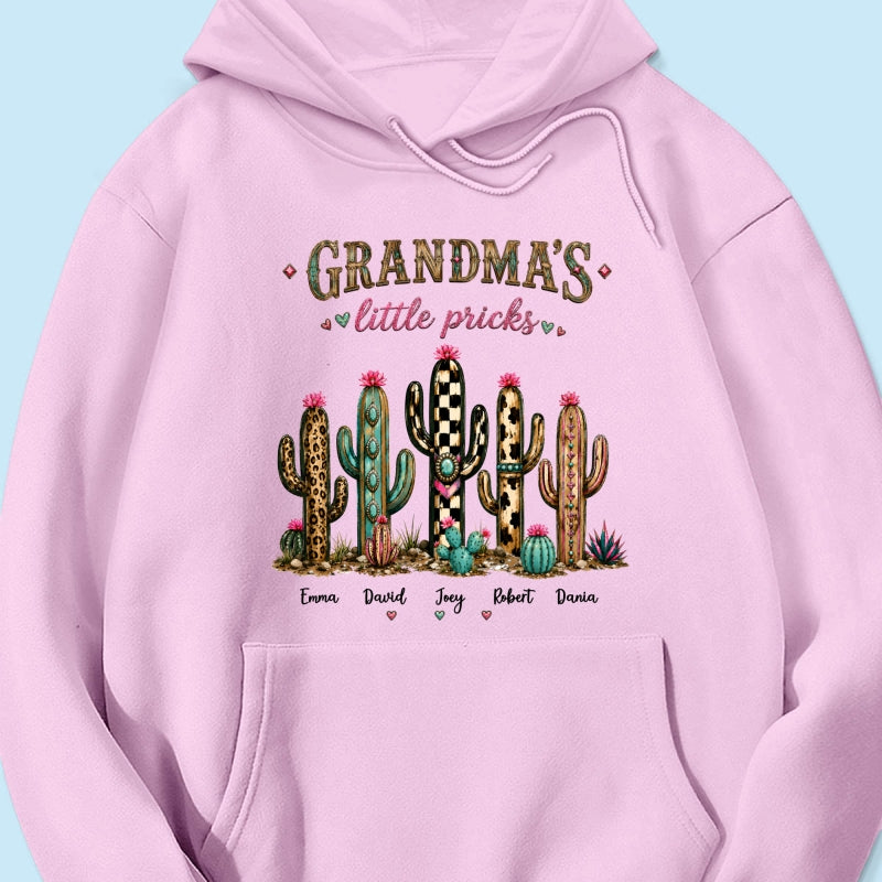 Grandma's Little Pricks - Personalized Shirt - Leopard Cactus Fall Vibe, Trendy Tee for Grandma