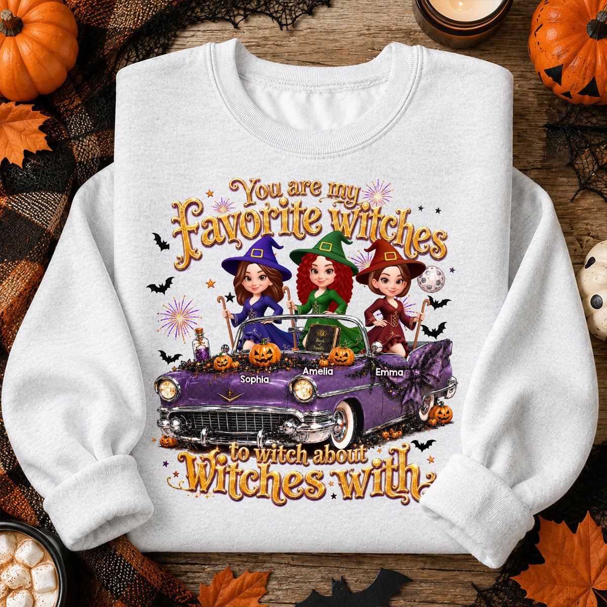 Besties Witch In Car Halloween - Personalized Shirt - Halloween Gift, Gift For Best Friends