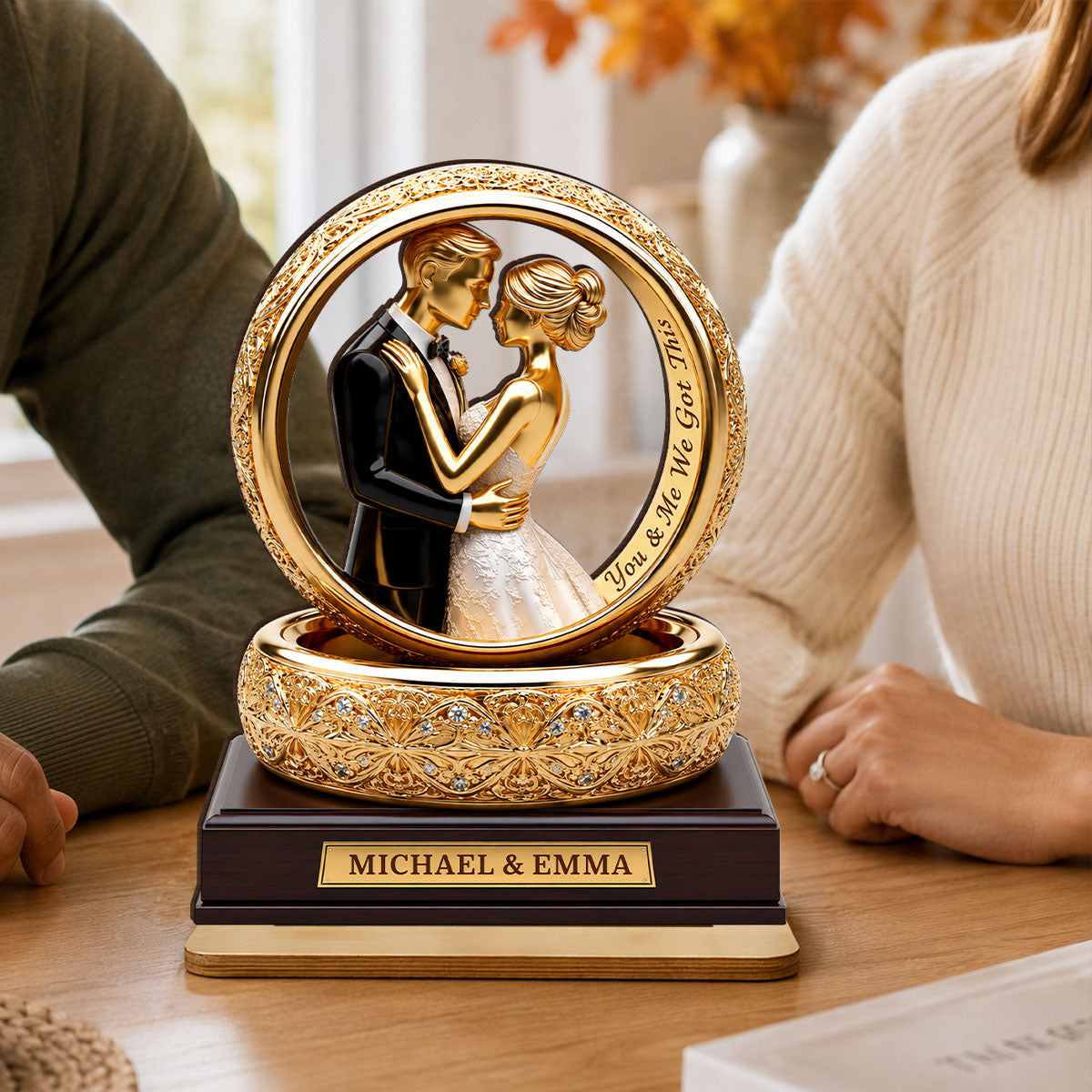 Bound By Golden Love Anniversary - Personalized 2-Layered Wooden Plaque - Anniversary Gift, Gift For Couple