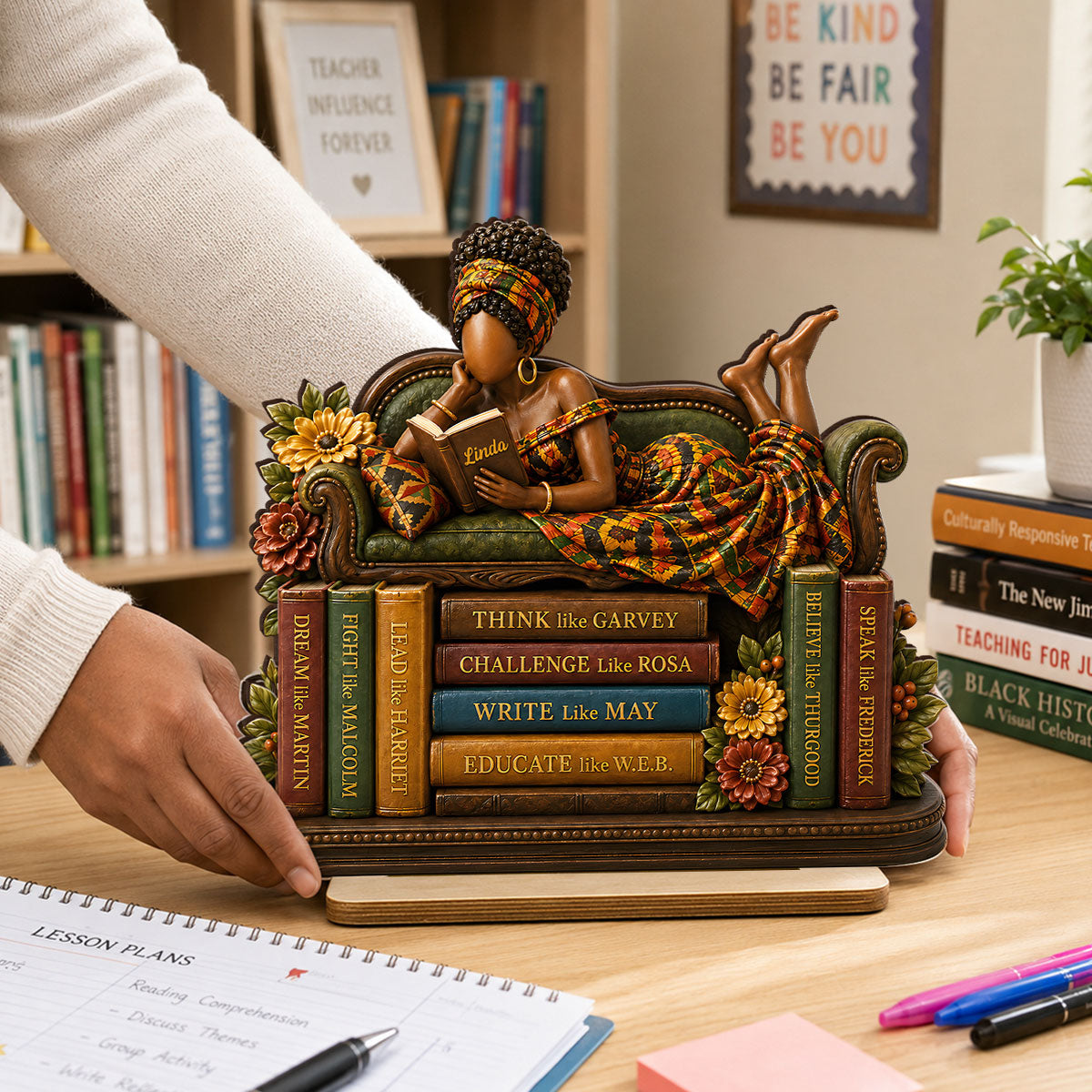 Black History Book Lover - Personalized 2-Layered Wooden Plaque - Custom Book Lover Gift